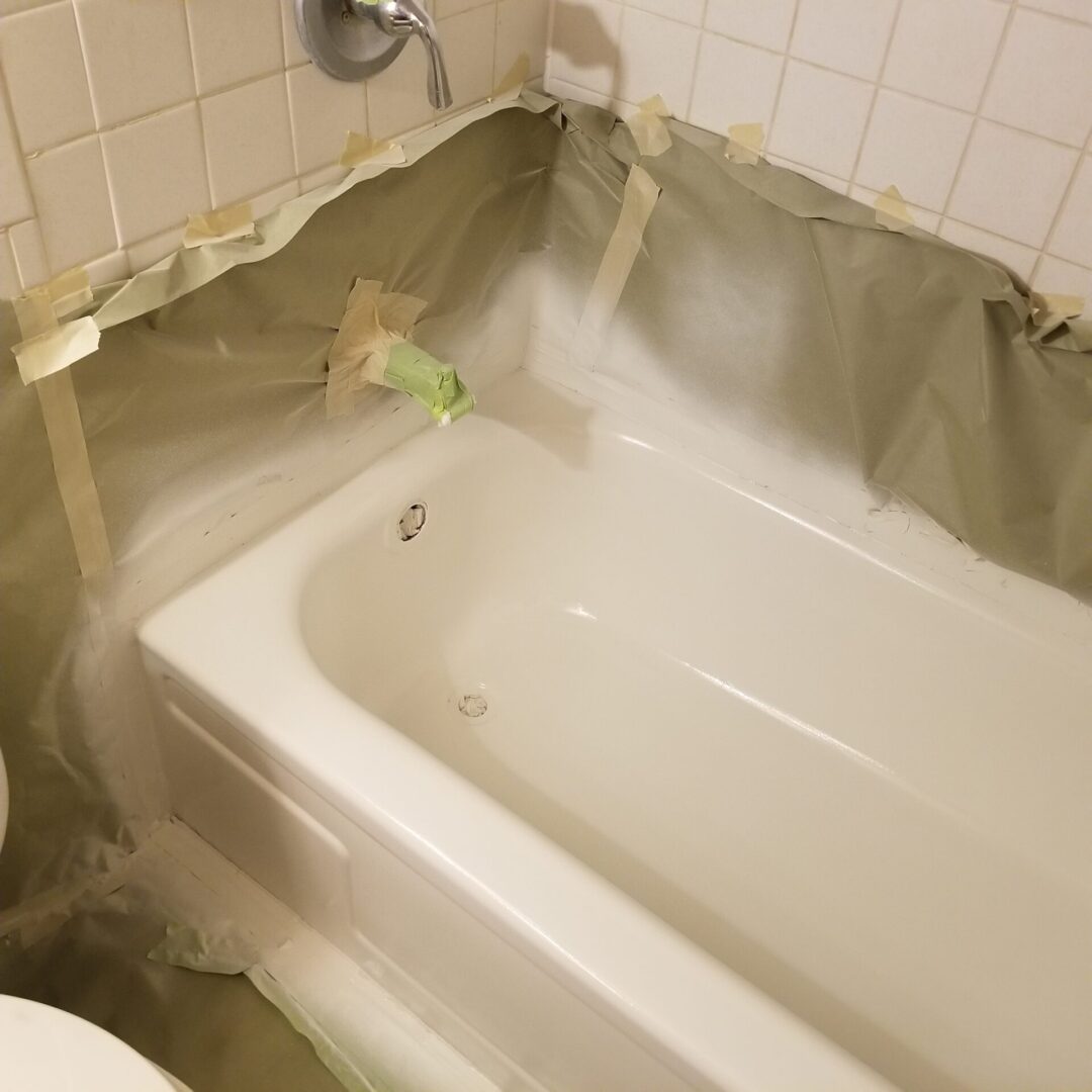 Refinished bathtub with an even smooth finish after Absolutely Smooth repair